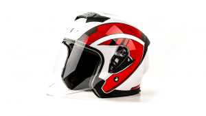 Шлем мото открытый HIZER J222 (L) #1 white/red (2 визора)