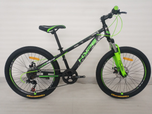  24" Велосипед  HYPE MD300-3 рама 12 (черно-зелёный матовый)
