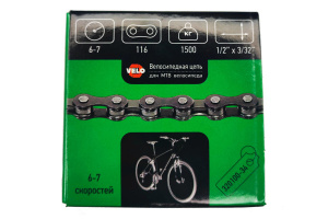 Цепь 1/2 X 3/32 116зв "VELO" для спортивн. велосипеда 6-7ск, с замком, новый рус.дизайн 320100-34