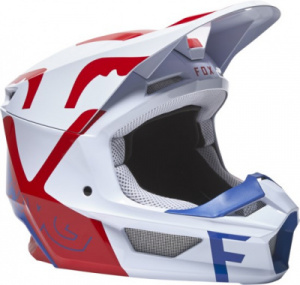 Мотошлем Fox V1 Skew Helmet (White/Red/Blue, M, 2022 (27999-574-M))