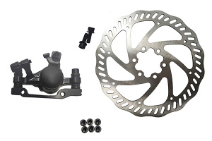 Комплект дискового тормоза RUSH (RADIUS) (машинка+диск 160 mm+болты) 140/160mm (Круглая колодка)