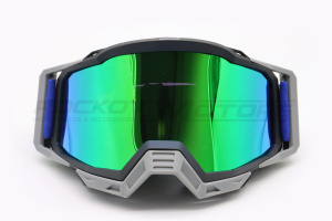 Очки кроссовые ROCKOT RM-386 (черный-серый/зеленая, REVO, Anti-Scratch/Anti-Fog)