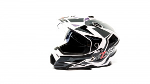 Шлем мото мотард HIZER J6802 (S) #4 white/gray (2 визора)