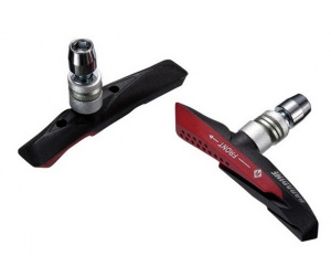 Колодки торм. MTB-959V для V-brake, резьбовые, 72мм, красно-чёрные