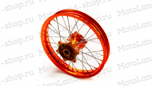 Обод задний 18" (2,15-R18 d=17mm) CNC ступица, алюминий/оранжевый X-TECH