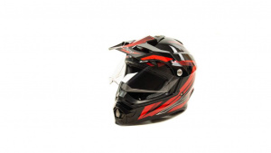 Шлем мото мотард HIZER B6196-1 (XL) #4 black/red