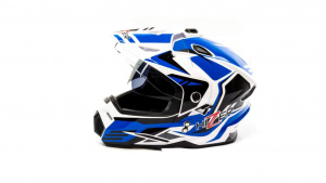Шлем мото мотард HIZER J6802 (S) #6 white/blue (2 визора)