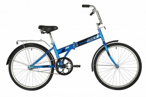 24"Велосипед NOVATRACK складной, синий, тормоз ножной, багажник, крылья