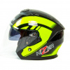 Шлем мото открытый HIZER J222 #2 (ХL) black/yellow (2 визора)