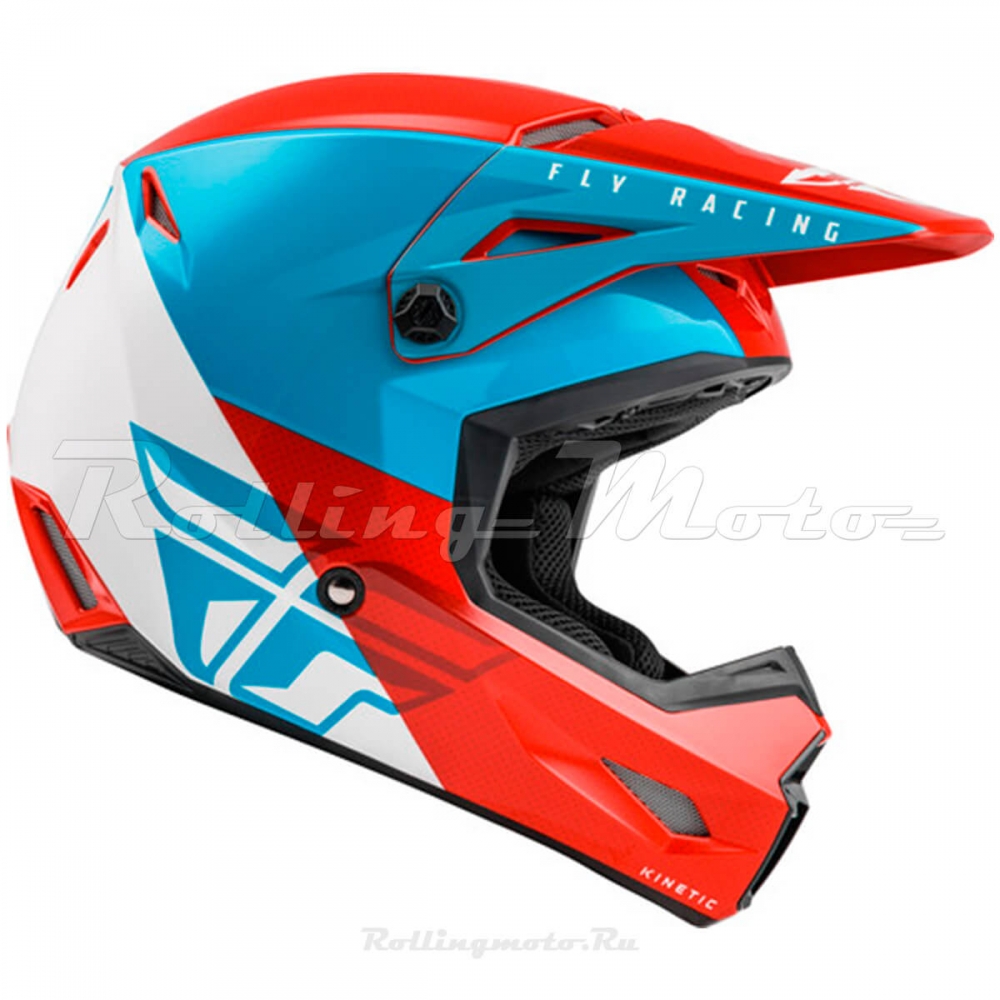 Шлем кроссовый FLY RACING KINETIC Straight Edge детский (красный/белый/синий, YL, 140126-602-2511)