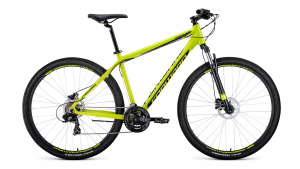29" Велосипед FORWARD APACHE 3.0 disc (21 ск. рост 21") 2019-2020, желтый/чёрный