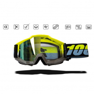 Очки мотокросс 100% black/yellow frame ш