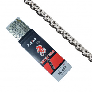 Цепь TAYA SUPER SINGLE-α (HL-408) 112L SILVER, с замком, в торг.уп.